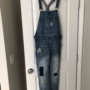 Distressed Jean Overalls